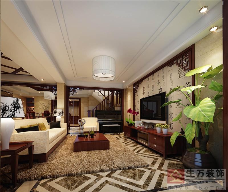本案例講究綱常，追求對稱、大氣，以陰陽平衡概念調(diào)和室內(nèi)生態(tài)。選用天然的裝飾材料，運用“金、木、水、火、土”五種元素的組合規(guī)律來營造禪宗式的理性和寧靜環(huán)境。